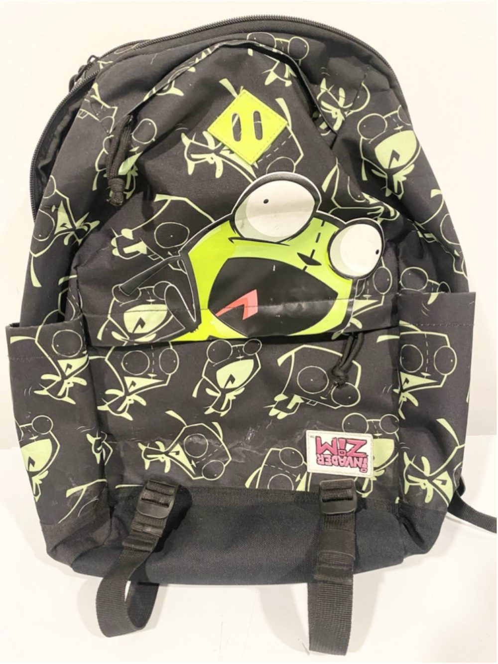 Invader Zim GIR Backpack Bioworld Black Green Hooded Nickelodeon Cartoon Bag